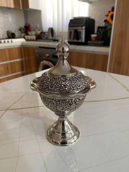 قندان مسی بدون پایه سفید با طراحی شیک و کاربردی