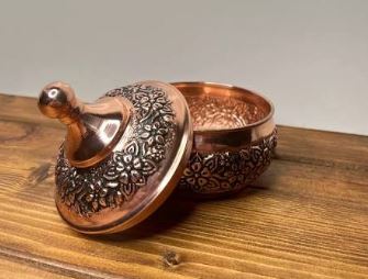 تصویر 1 از قندان مسی برنز مناسب پذیرایی و دکوراسیون لوکس