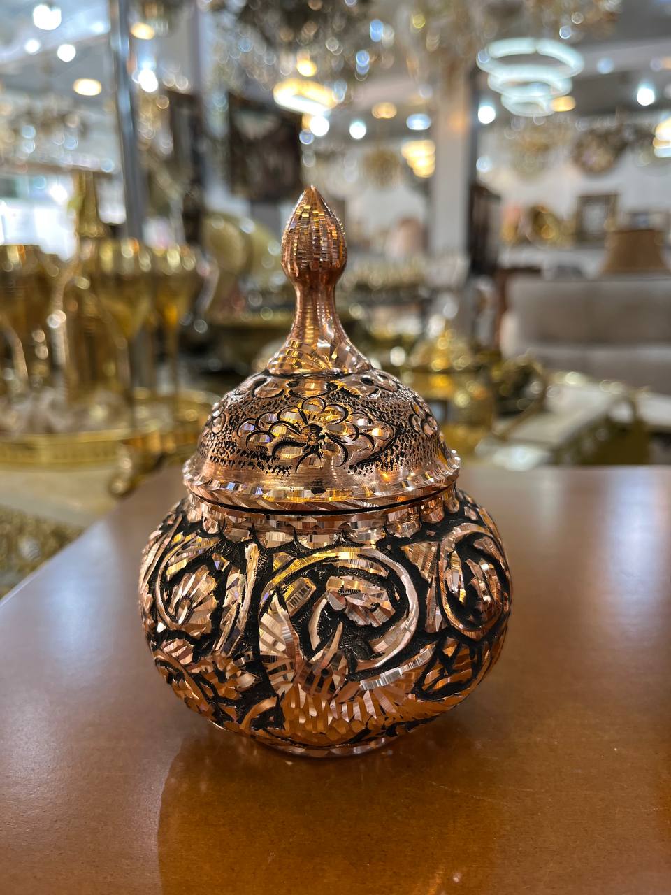 تصویر 2 از قندان مسی برنز مناسب پذیرایی و دکوراسیون لوکس