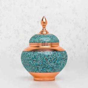 تصویر 1 از ظرف مسی آبی با طراحی خاص و رنگ چشم نواز