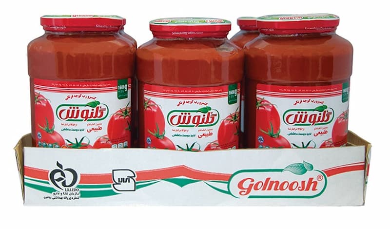 رب گوجه فرنگی گلنوش تهیه شده از گوجه‌های تازه و خوش طعم