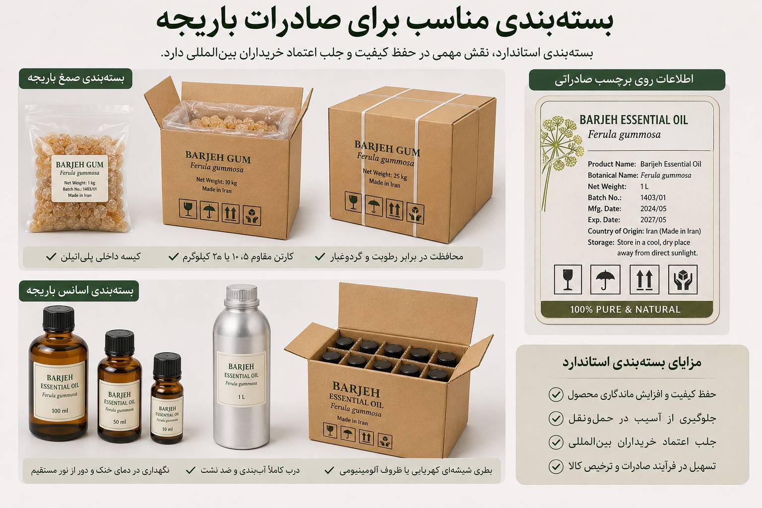 بسته‌بندی مناسب برای صادرات