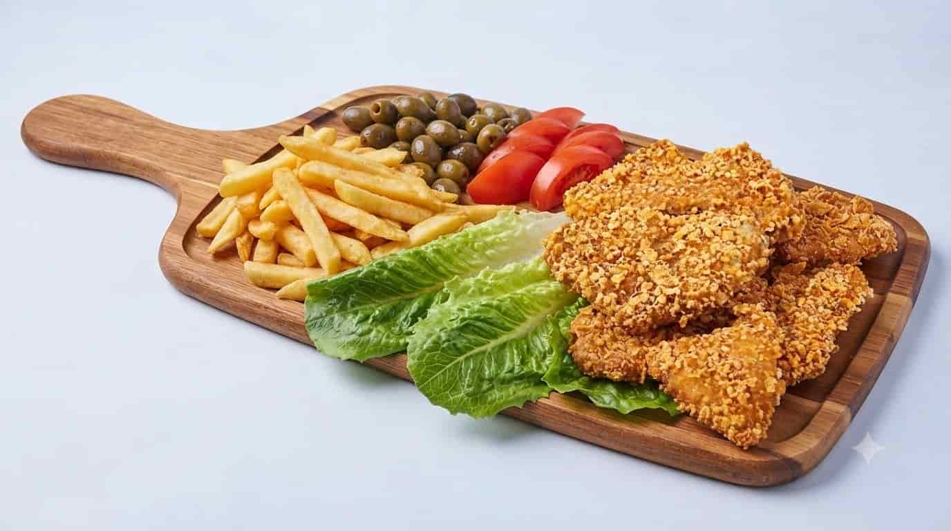 شنیسل مرغ سوخاری ترد با ظاهر اشتها آور