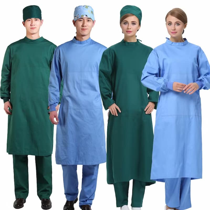 گان پزشکی سبز طراحی ارگونومیک برای استفاده روزانه