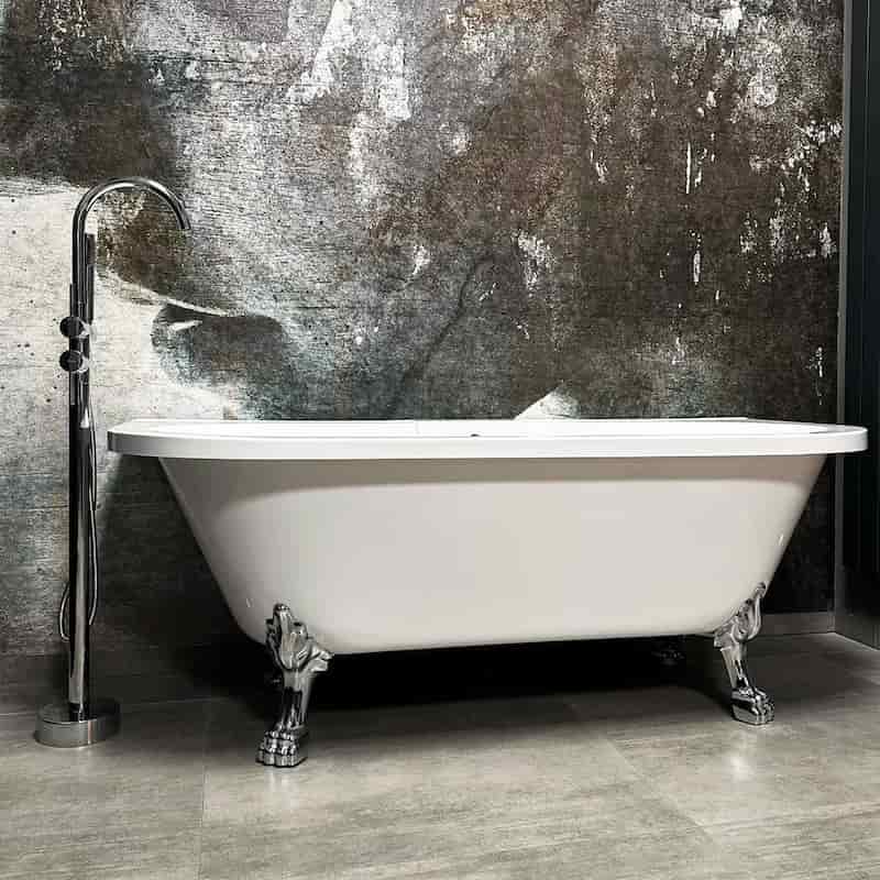 کاشی حمام طوسی رگه دار با خطوط طبیعی و سبک جدید