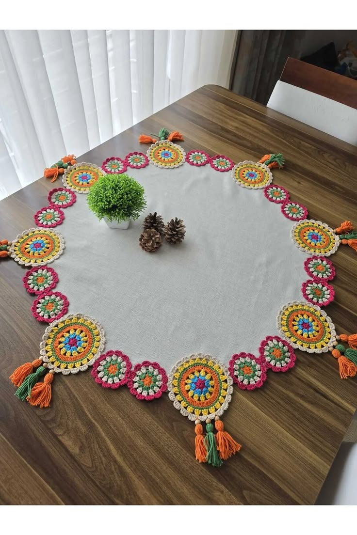 رومیزی بافتنی مدل دایره