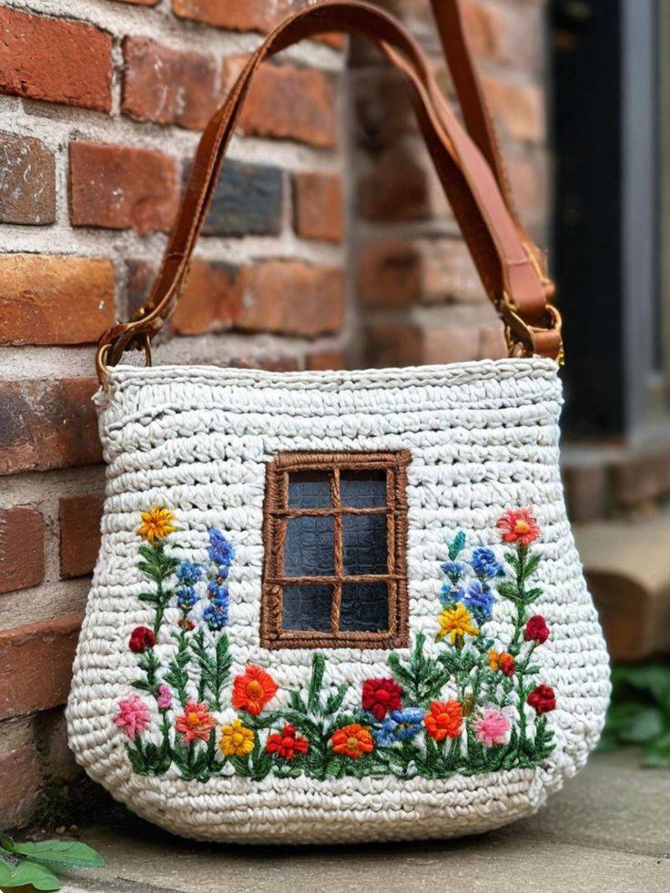 کیف دستی بافتنی طرح پنجره