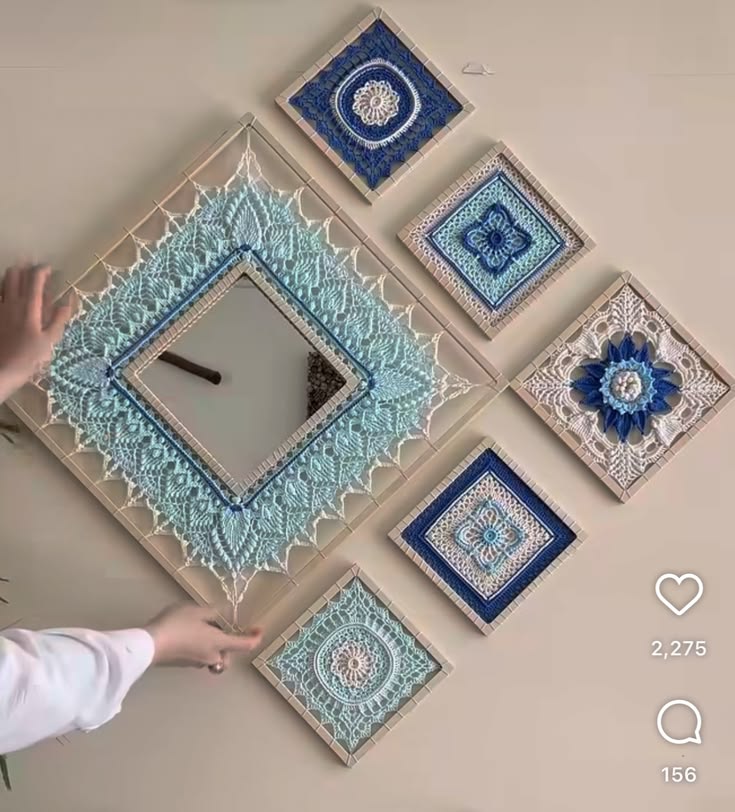دیوارکوب بافتنی ست طرح دورآینه