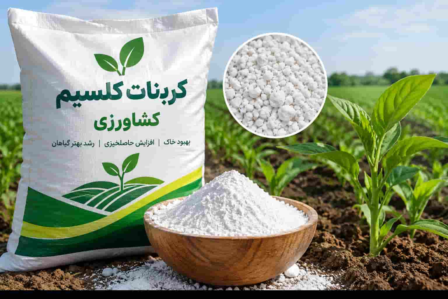 کربنات کلسیم کشاورزی برای بهبود رشد ریشه گیاهان