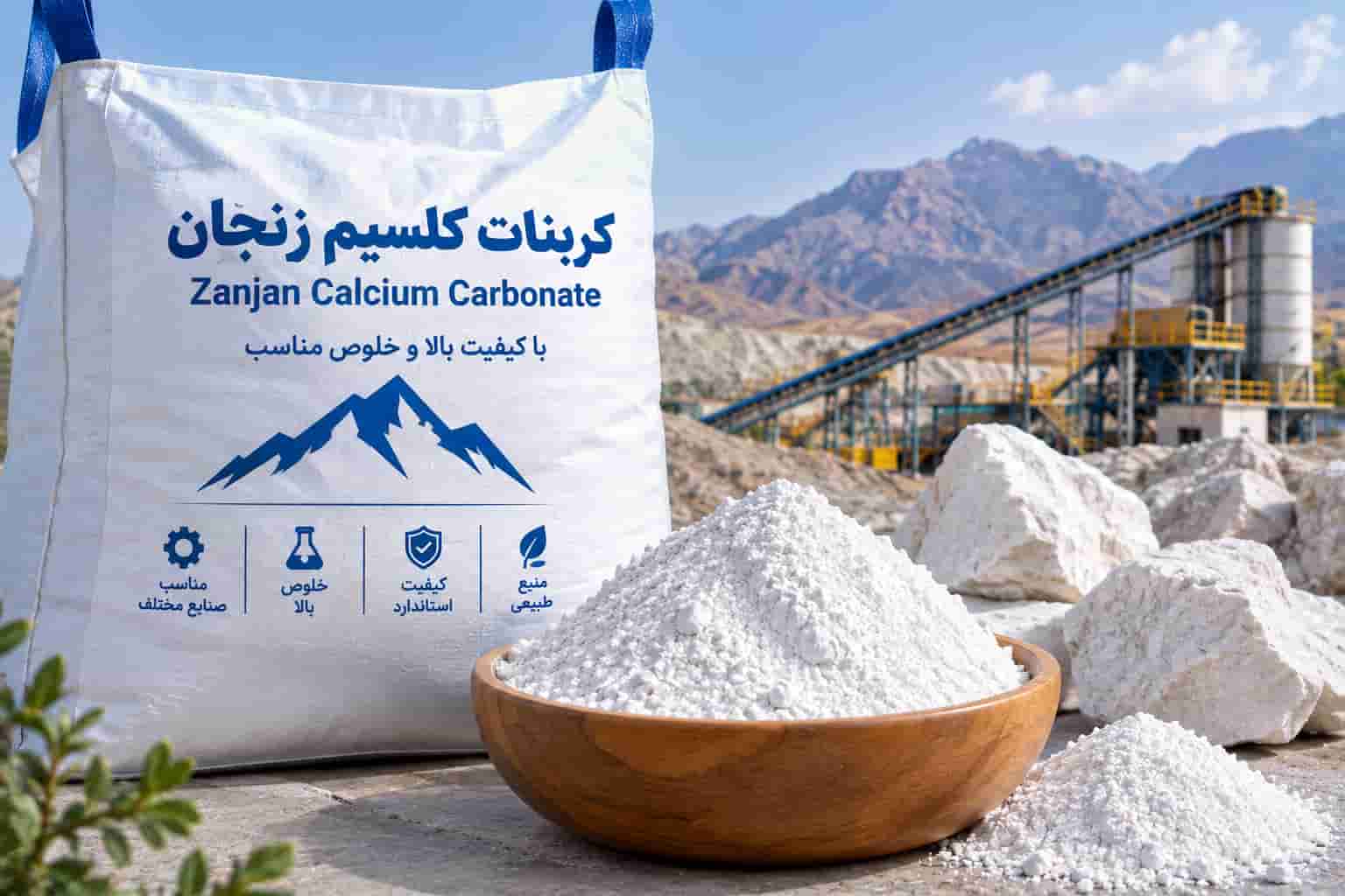 کربنات کلسیم زنجان با ساختار پودری و یکنواخت