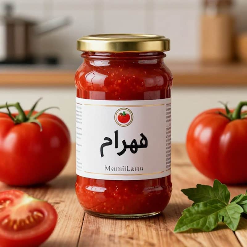 رب گوجه فرنگی شیشه ای مهرام با بسته بندی فروشگاهی