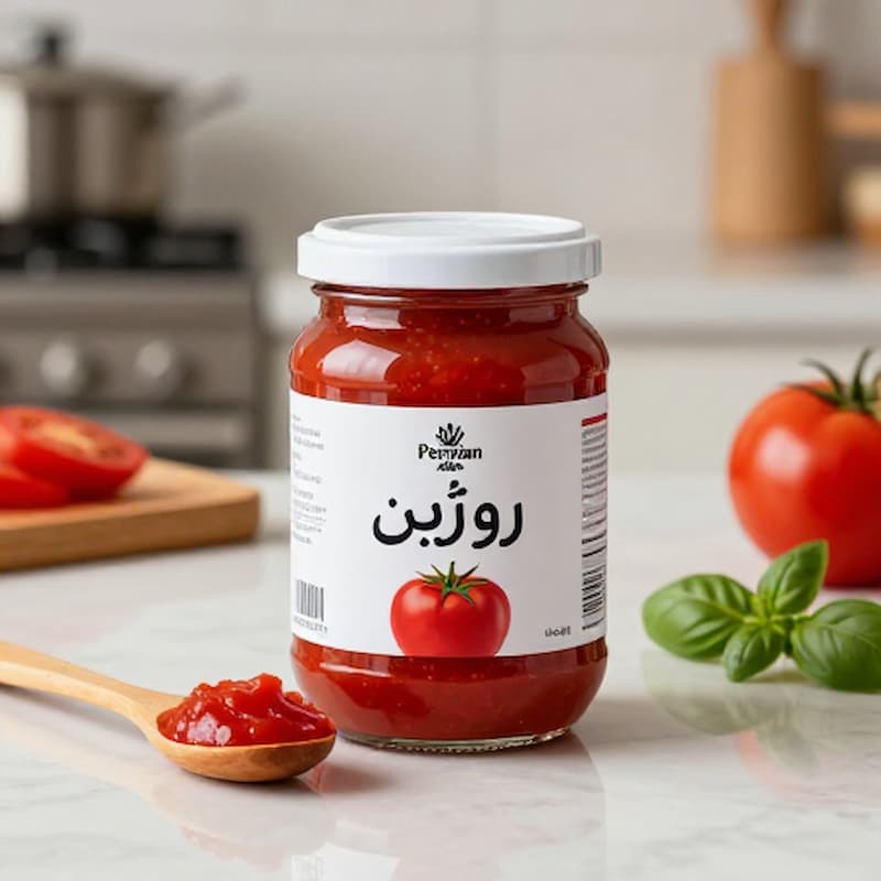 رب گوجه فرنگی شیشه ای روژین با رنگ مناسب و غلظت مطلوب