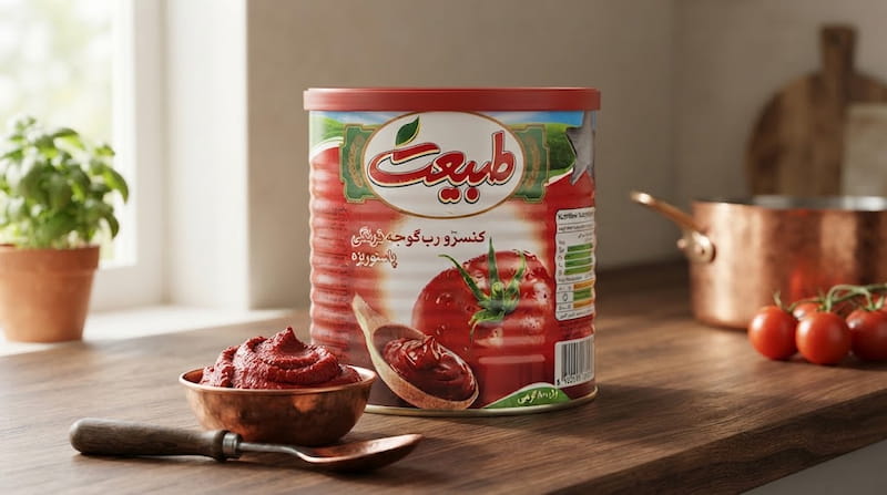 رب گوجه فرنگی 800 گرمی طبیعت با بافت یکنواخت