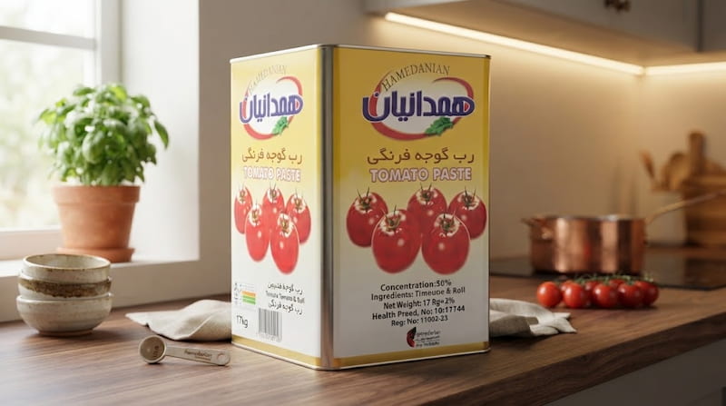 رب گوجه فرنگی همدانیان 9 کیلویی مناسب مصرف حجیم