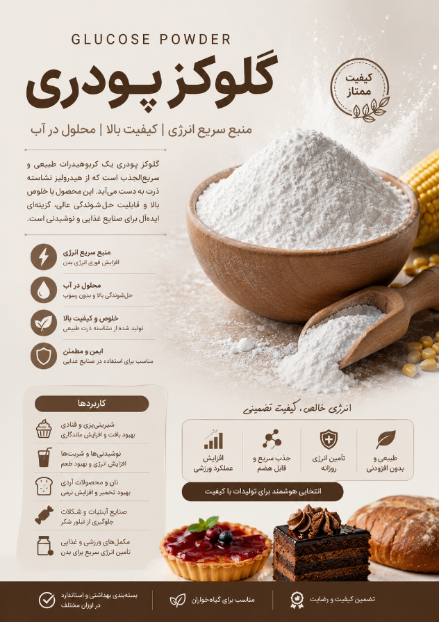 گلوکز پودری + گلوکز خوراکی مناسب صنایع غذایی و شیرینی پزی