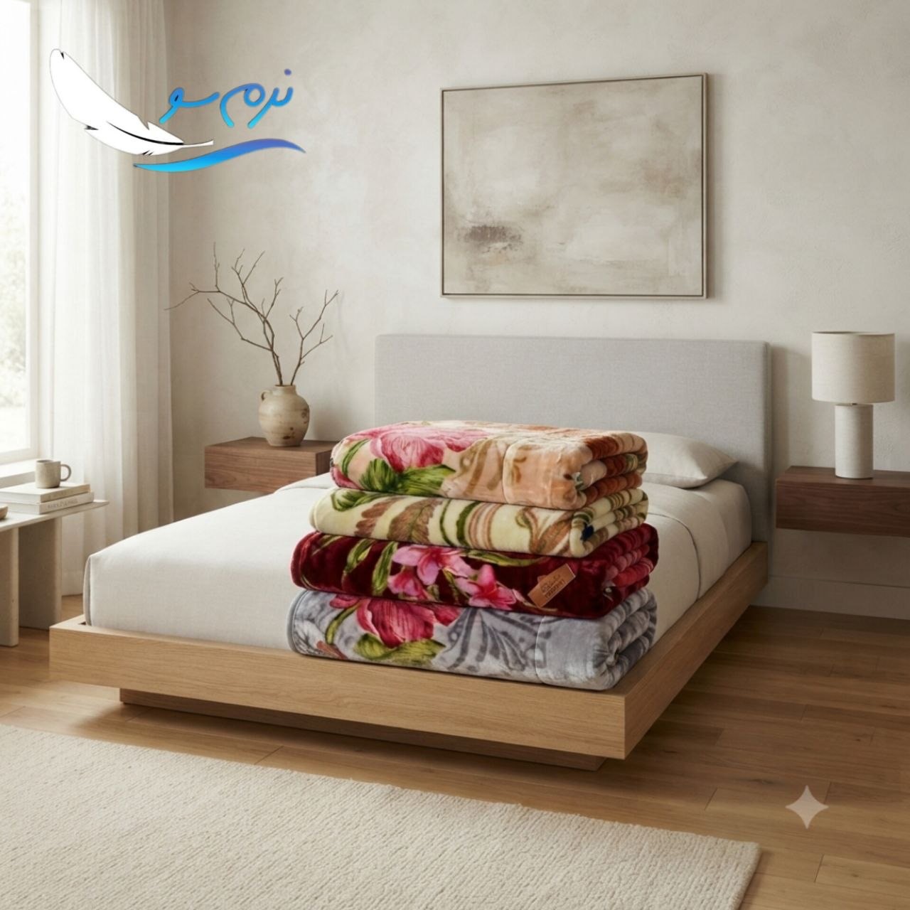 قیمت عمده ‌و تامین مستقیم پتو نرمین گلدار تک نفره