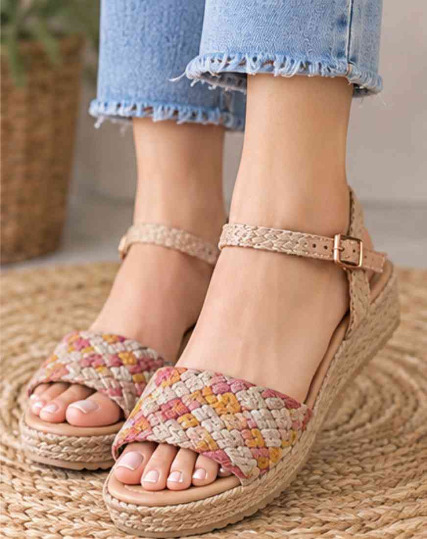 صندل لژدار زنانه کنفی زیره pu