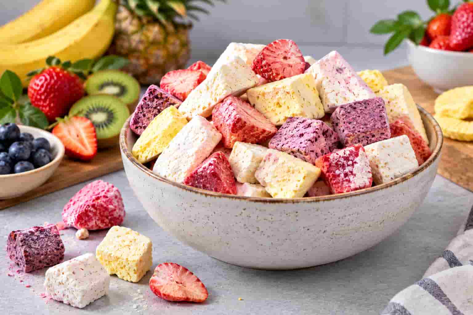 بستنی خشک میوه ای خوش طعم برای بسته های اقتصادی